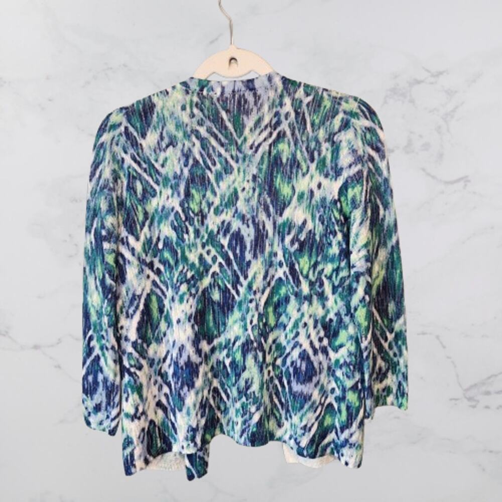 Chico's Blue Green Open Front Cardigan Size 0 (XS/4) Linen Cotton